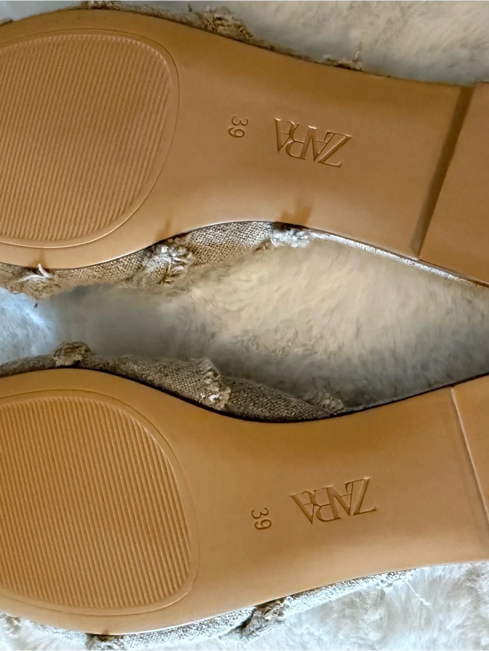 ZARA Neutral Beige Frayed Knot Slide Mules - Picture 4 of 4